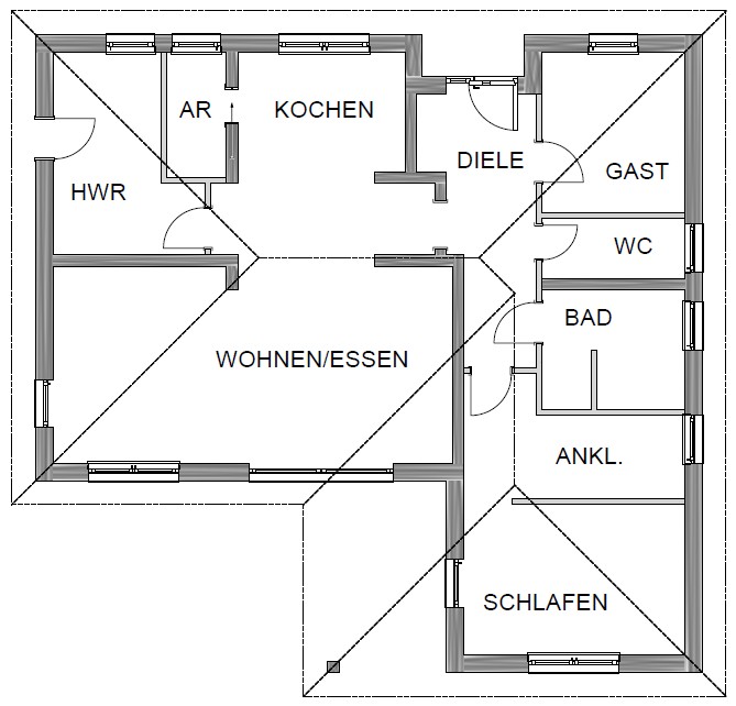 Bungalow Grundriss Erdgeschoss
